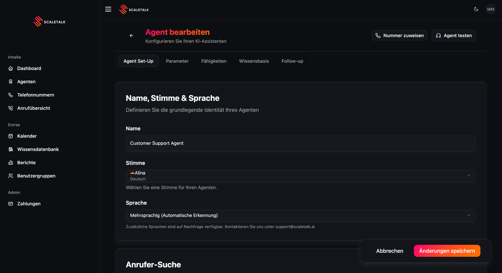 ScaleTalk Setup Schritt 2: Sprache & Stimme