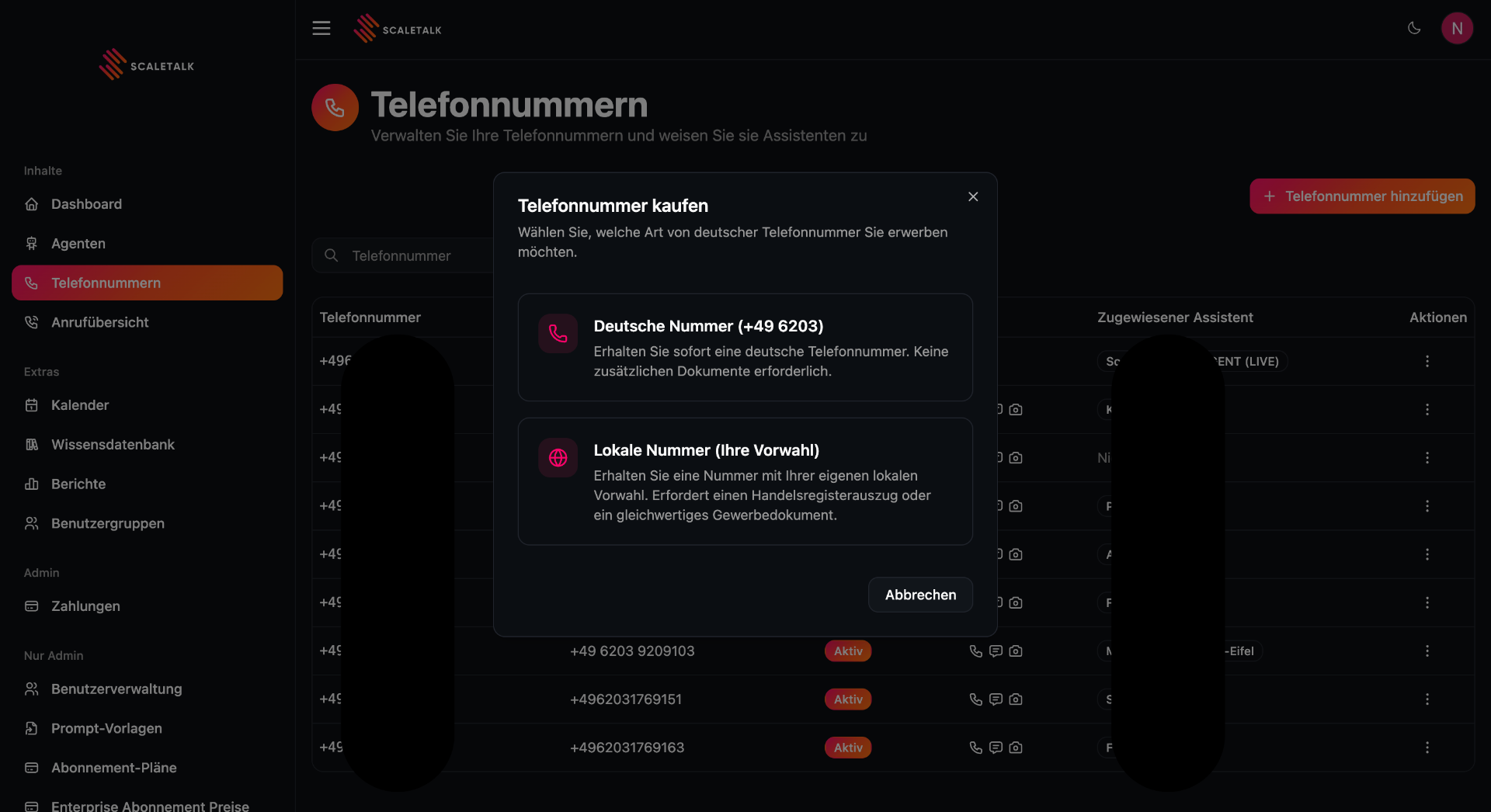 ScaleTalk Setup Schritt 6: Nummer & Start